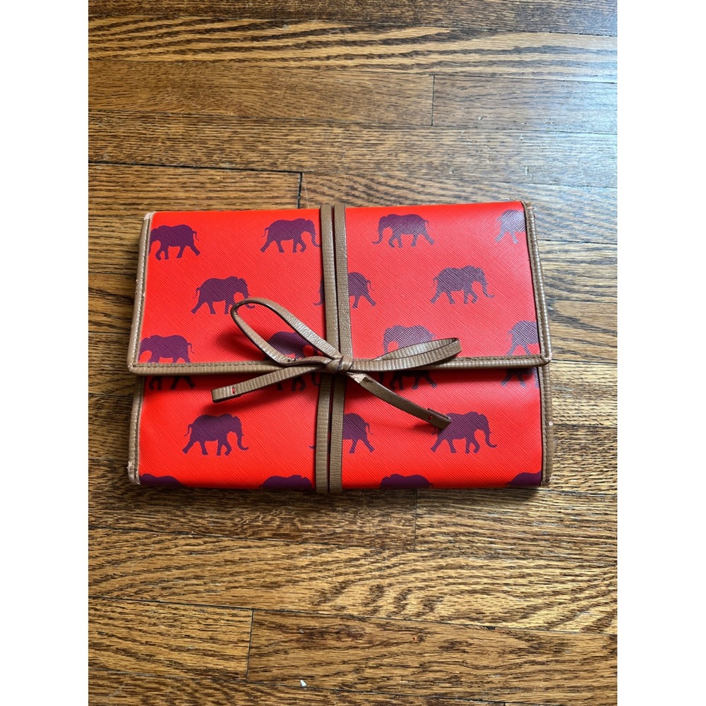 Stella & Dot Bring Your Bling Jewelry Roll Red Purple Elephant Travel Organizer